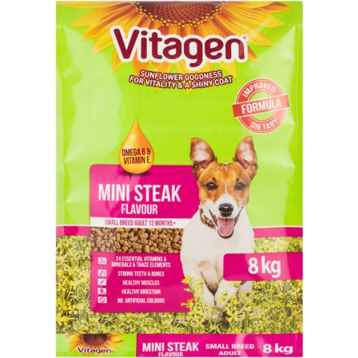VITAGEN DOG FOOD DRY DOG MINI STEAK 8KG