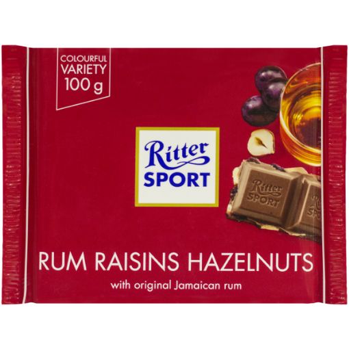 RITTER SPORT CHOC MILK RUM R/HAZEL 100G