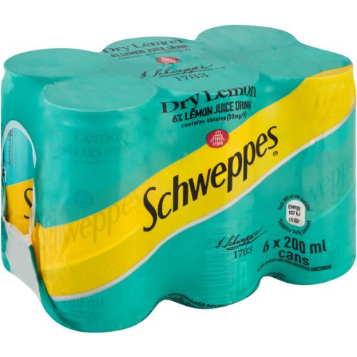 SCHWEPPES DRY LEMON CAN 200ML x 6