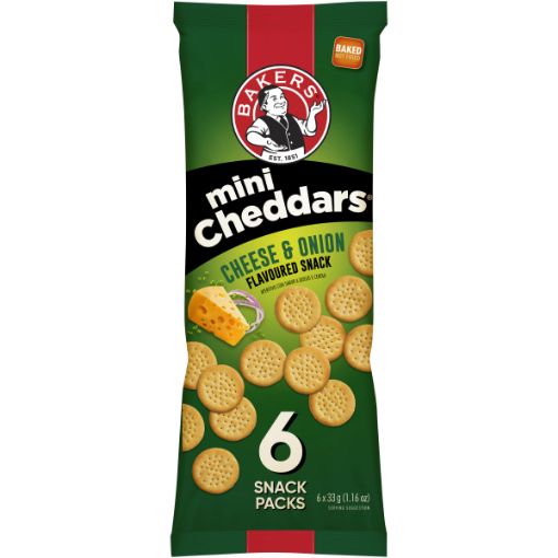 BAKERS MINI CHEDDAR CHEESE&ONION 198G