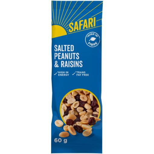 SAFARI PEANUTS&RAISINS LIGHTLY SALT 60G