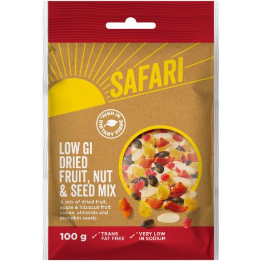 SAFARI LOW GI DRIED FRUIT&NUT MIX 100G
