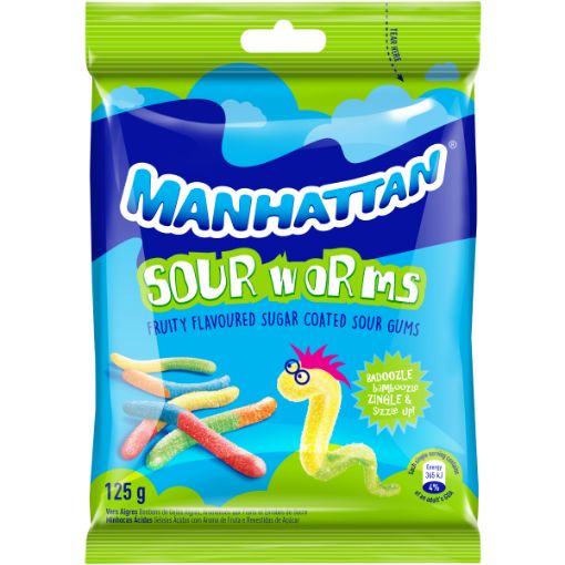 MANHATTAN JELLYLAND SOUR WORMS 125G