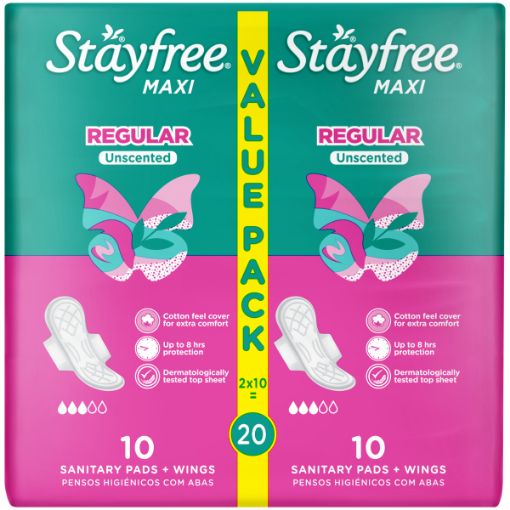 STAYFREE PADS MAXI THICK REG UNSCE