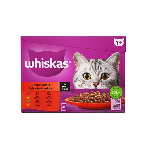 WHISKAS CAT FOOD MP C/F MEAT IN GR  1 x EACH